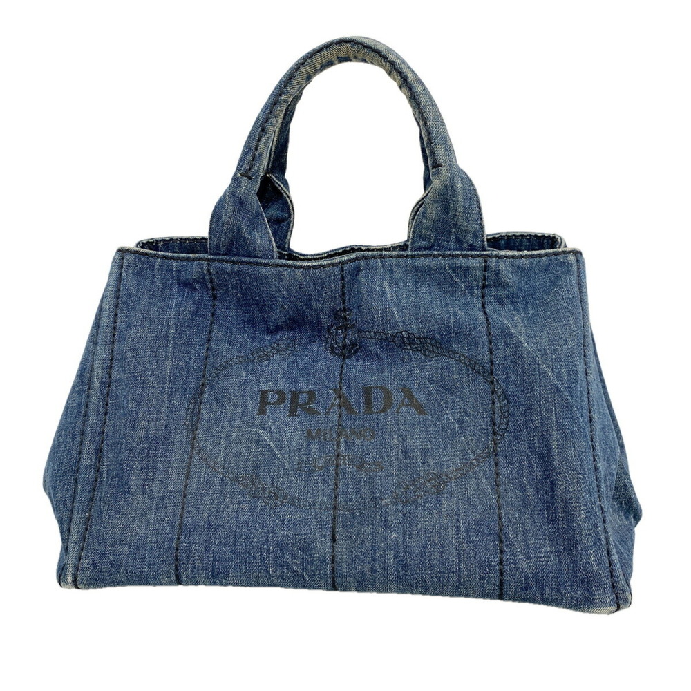 Prada Canapa Denim Tote Bag, Blue, Women's